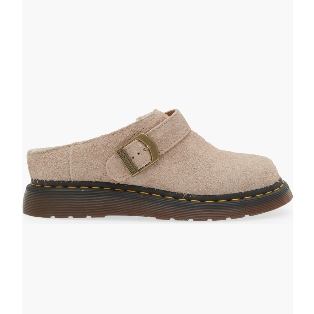 Dr. Martens Tan Suede Mule Clogs with Buckle